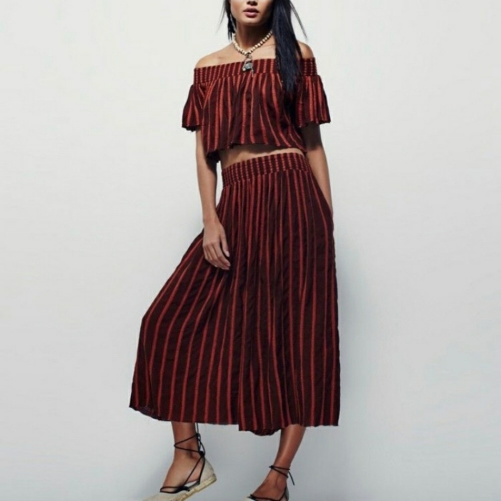 Free People Miss Stella Set - Burnt Orange Striped Small fits Large
